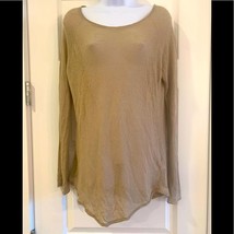Michael Kors Women&#39;s Small Tan Semi Sheer Knit Oversized Long Sleeve Swe... - £7.58 GBP