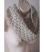 Cream  Infinity  Scarf Handmade Crochet Knit Neckwarmer Lariat - £17.90 GBP