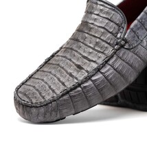Remo Genuine Caiman Slip On Driving Loafers Gray image 3