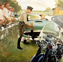 Saturday Evening Post Cover 1957 Cop Writes Ticket Lithograph Print Art HM1G - £32.16 GBP