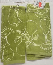 Set Of 2 Same Kitchen Printed Terry Towels 15&quot;X 25&quot; Fruits On Green Home - $23.98