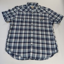Lucky Brand Sportswear Men's Western Pearl Snap Button Up Blue Plaid Shirt Sz L image 10