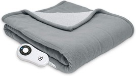 Reversible Sherpa/Fleece Heated Electric Throw Blanket, 50&quot; X 60&quot;, Gray, Serta. - £51.88 GBP
