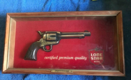 Vtg Lone Star Beer Peacemaker Colt 45 Revolver Texas Replica Framed Shadow Box - $238.43
