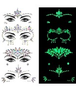 4 Pcs Noctilucent Face Gems Stickers Glow for Women Glow in the Dark for... - £19.65 GBP