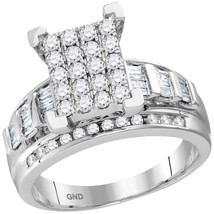 10kt White Gold Round Diamond Cluster Bridal Wedding Engagement Ring 7/8 Ctw - $850.00