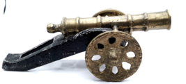 Vintage Cast Metal &amp; Brass Cannon / Field Artillery - Heavy 6&quot; X 3 1/4&quot;X 3 1/4&quot; - £51.05 GBP