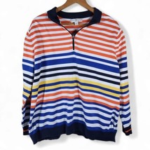 Vintage Tommy Hilfiger Mockneck Zip Sweater Wmn&#39;s 3X Orange Yellow Strip... - £25.06 GBP