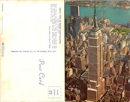 New York NY NYC Empire State Building Aerial View Manhattan Skyline VTG Postcard - £7.02 GBP