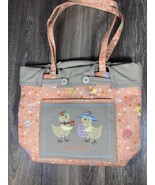 Longaberger Easter Fields Spring Chick Peach/Khaki Cloth Tote Bag Purse - £11.78 GBP