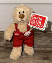 Vintage Gund EZ 2 Love Manni Mini Tan Bear 4” Plush Teddy w/Tag 14163 Overalls - £20.53 GBP