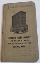 Vintage 1920&#39;s Fidelity Trust Company Boston, Mass. Account Book 4&quot; x 2-1/4&quot; - £10.11 GBP