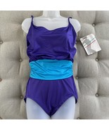 NWT Vintage 80s New Sirena Swimsuit Purple Teal L 14 - €24,71 EUR