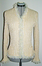 DESIGNER STYLE FANTASY KNIT OPEN-STYLE ZIPPER JACKET- HAND KNITw/RIBBONS... - $282.25 MXN