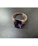 585 14K RG Stamped Rose Gold Indigo Crystal Floral Gem Size 7 Ring - $69.46 CAD