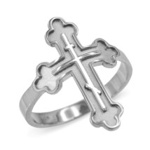 Sterling Silver Russian Orthodox Cross Ring - £23.59 GBP