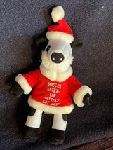 Chick-fil-A Black &amp; White Plush Holstein Cow w Red Santa Claus Coat &amp; Heat Adver - £7.13 GBP