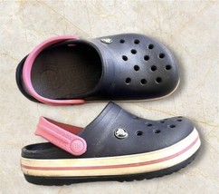 Crocs Unisex Kids Crocband Clog Navy Blue Pink Size J2 Juniors 2 - £10.27 GBP