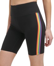 DKNY Womens Sport Rainbow-Stripe Bike Shorts Medium Black Size Medium - £21.68 GBP