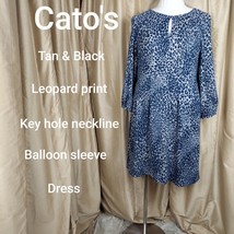 Cato Tan &amp; Black Leopard Print Detail Dress Size 18/20W - £11.99 GBP