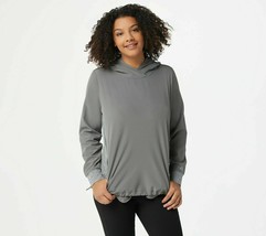 AnyBody Move Active High Tech Stretch Hoodie Charcoal Small A349816 - $303.25 MXN