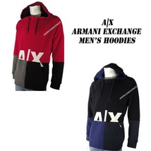 A|X ARMANI EXCHANGE NEW MEN&#39;S COLORBLOCK PULLOVER LOGO HOODIE NWT RETAIL... - £57.34 GBP