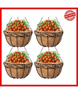 4 Pack 14-Inch Rustic Metal Hanging Planters with Coco Liners for Indoor... - $106.05 CAD