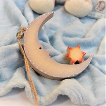 Wooden WMoon with Star Wall Window Decoration Ornament, Nursery decoration moon - $33.83