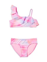Justice™ Girls&#39; Large (12/14) ~ Asym Ruffle Bikini ~ 2 Piece Swimsuit ~ Pink - £17.88 GBP