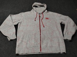 DC Hoodie Men XL Gray Full Zip All Over Geometric Print Sweatshirt Hooded - £21.74 GBP
