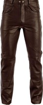 28&quot; Men&#39;s Fashion Brown Genuine Cowhide Biker Leather Pants - £43.31 GBP