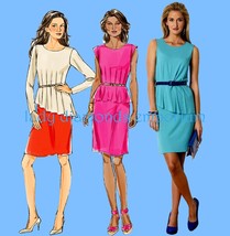 Easy Pullover Peplum Dress with Slim Skirt Elastic Waist Womens 14 16 18 20 22 A - £10.95 GBP