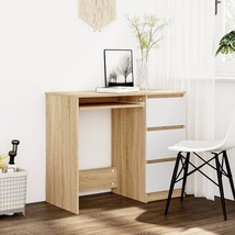  Desk White and sonoma oak Engineered wood Small Drawers Desk - $2,486.97 MXN