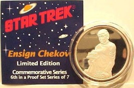 Classic Star Trek Chekov 1 Oz Pure Silver Proof Coin 1989, NEW MINT IN BOX - £61.94 GBP