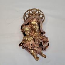 Vintage Silvestri Handmade Paper Mache Bronze Mary &amp; Baby Jesus Figure Ornament - £11.67 GBP