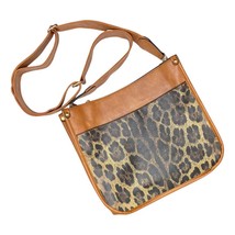 Camel Brown Leopard Front Cross Body Shoulder Bag - $38.61