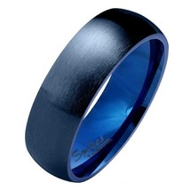 Classic Dark Navy Blue Ring Mens Womens Stainless Steel Wedding Band 6mm Sz 5-13 - £12.48 GBP
