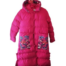 Rsld  Vintage Pink Embroided Padded Hooded Parka - £45.26 GBP