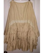 ALBERTO MAKALI Sz. 20 Beige Ruffled Tiered Prairie Skirt  - £29.23 GBP