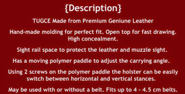 Fits Beretta M9A1 9mm W/Rail 4.9”BBL Leather OWB Paddle Holster Open Top #1344# image 8