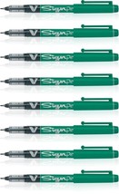 Pilot 8 Pcs Green V Sign Pen Liquid Ink Medium 2mm Nib Tip 0.6mm V-Sign ... - $23.75