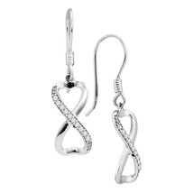 10k White Gold Diamond Infinity Ear-wire Dangle Womens Fashion Earrings Unique - £271.02 GBP