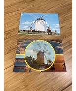 Vintage Lot of 2 Windmill Spain Travel Souvenir Postcard KG JD - €10,26 EUR