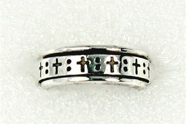 Rotating Cross Band Ring 8.1 g Real Solid Sterling Silver 925 Size 6.25 - £33.67 GBP
