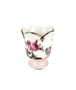 Goebel The Smithsonian Rose Collection Tea Light Pink Roses Vase Gold Trim - £12.99 GBP