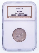 1957-D 25C Washington Quarts Classé Par NGC Comme MS-66 - $1,026.21 MXN