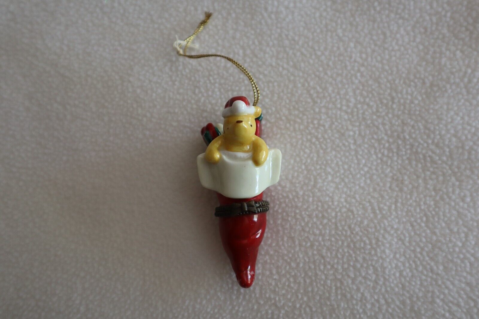 Disney Winnie The Pooh Porcelain Hinged Trinket Box Christmas Stocking Ornament - £11.79 GBP
