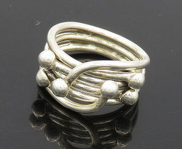 925 Sterling Silver  - Vintage Shiny Ball Ends Split Band Ring Sz 8 - RG19062 - £36.22 GBP