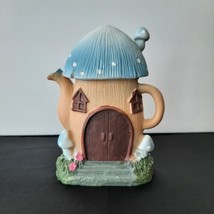 Fairy Garden Mushroom Forest Figurine 4.75&quot; Enchanted Fairy Teapot Cotta... - £5.50 GBP