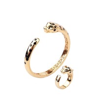 Tengci Fashion classic tiger head open brass bracelet with Ring Jewelry Set Duba - £45.82 GBP